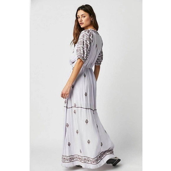 New Free People Riley Embroidered Button Front Midi Dress $188 X-SMALL Stardust - Picture 2 of 5